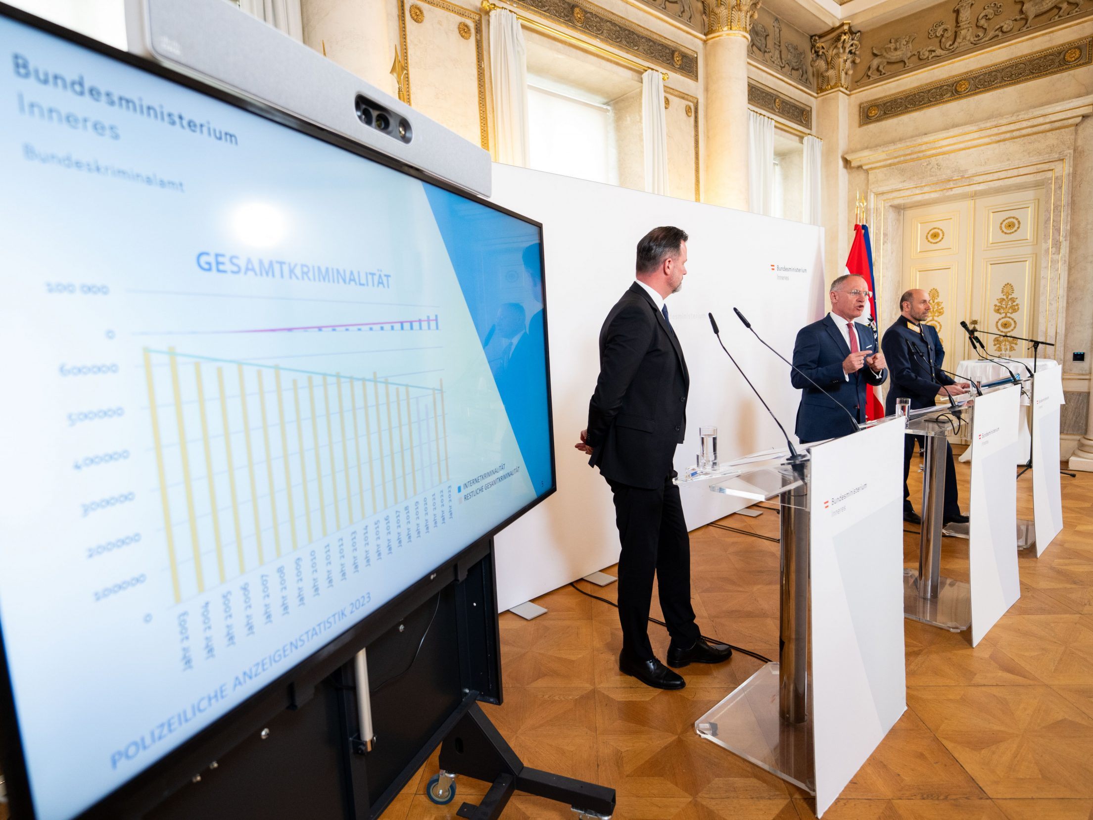 Innenminister Karner präsentierte die Kriminalstatistik von 2023. Innenminister Karner präsentierte die Kriminalstatistik von 2023.