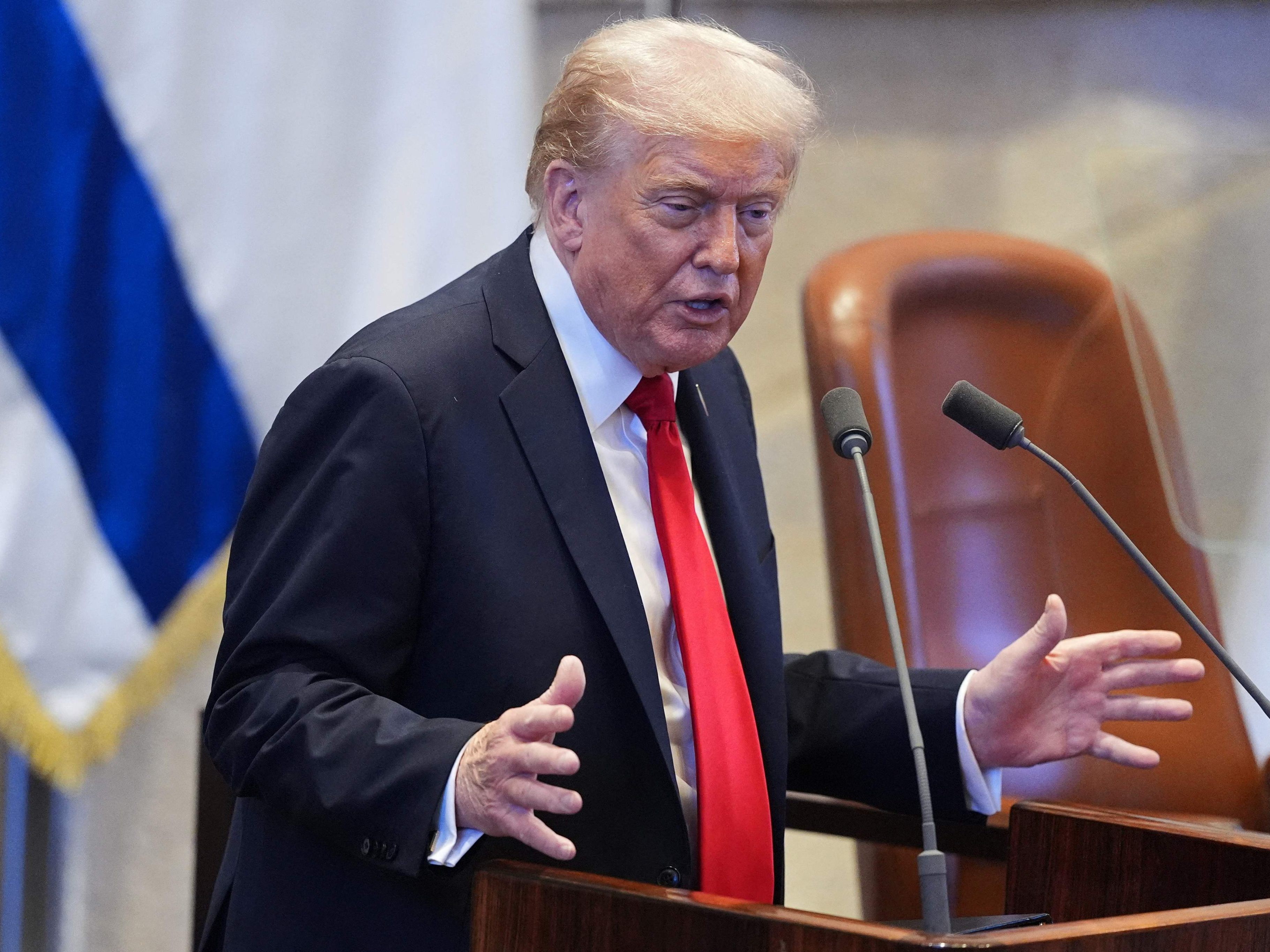 US-Präsident Donald Trump hat vor dem israelischen Parlament gesprochen. US-Präsident Donald Trump hat vor dem israelischen Parlament gesprochen.