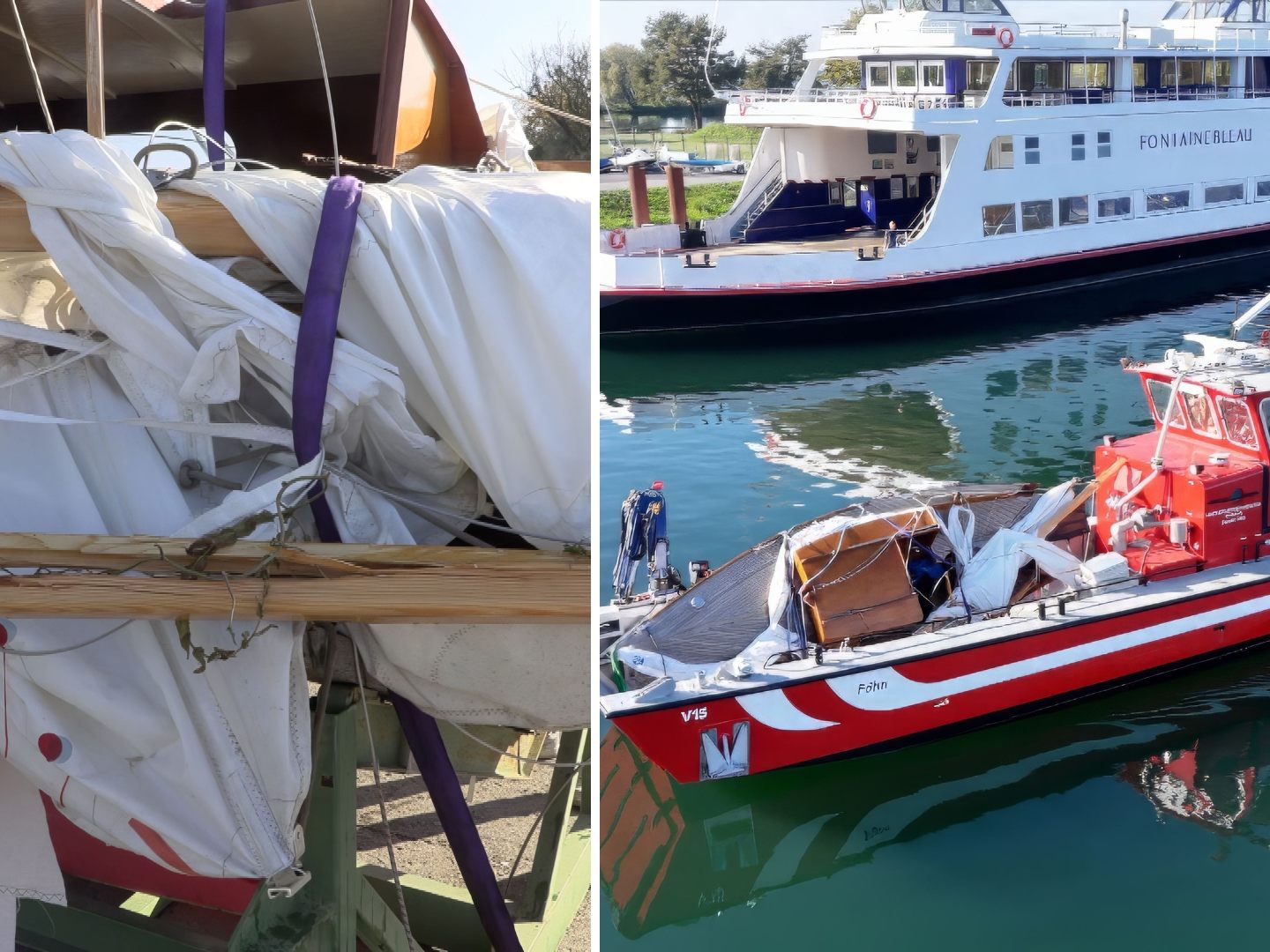 Im Einsatz war unter anderem das Feuerwehrboot "Föhn". Im Einsatz war unter anderem das Feuerwehrboot "Föhn".